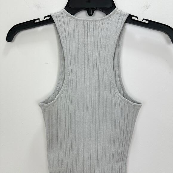 Madewell The Signature Shimmer Knit Cutaway Sweater Tank Ribbed Gray XS NWT - Picture 12 of 12